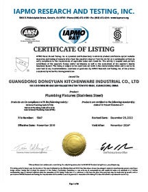 Stainless Steel Sink Certifications