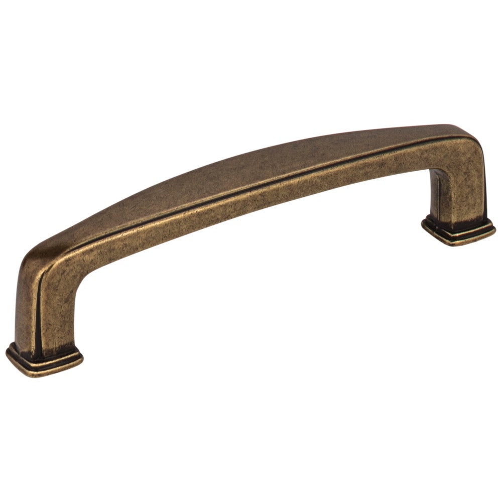 96 mm Center-to-Center Lightly Distressed Antique Brass Square Milan 1 Cabinet Pull
