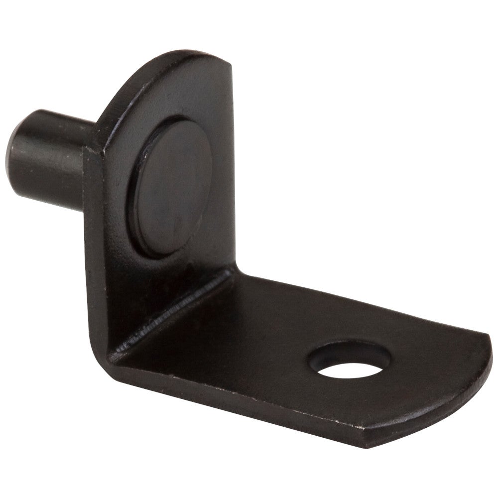 Black 5 mm Pin Angled Shelf Support with 3/4" Arm and Hole for 1/8" Fasteners  - Priced and Sold by the Thousand. Order 1 for 1,000 Pieces
