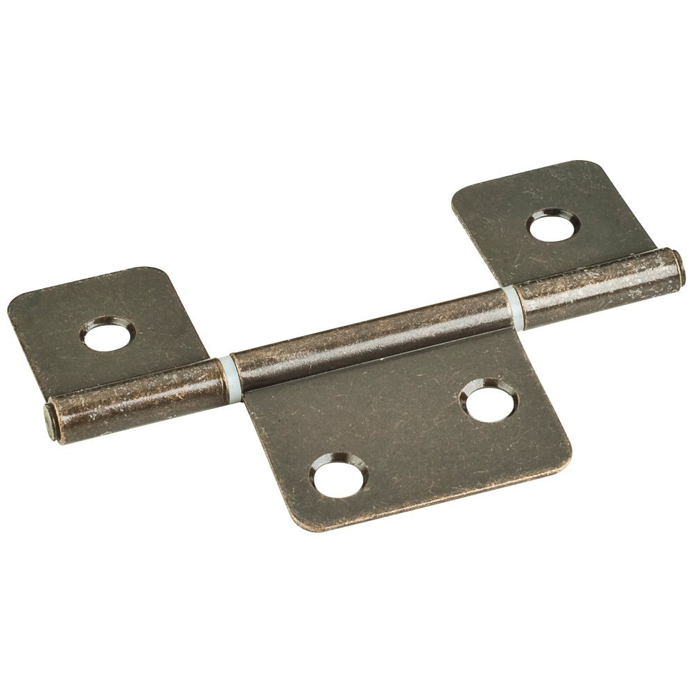 Antique Brass 3-1/2" Three Leaf Fixed Pin Swaged Non-Mortise Hinge
