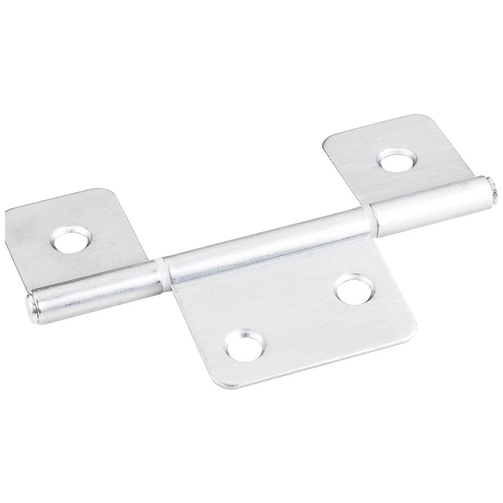 Brushed Chrome 3-1/2" Three Leaf Fixed Pin Swaged Non-Mortise Hinge