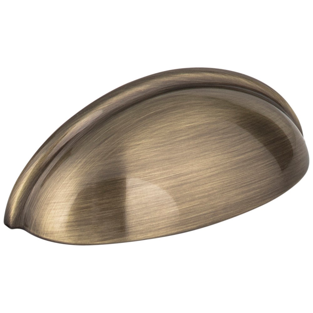 3" Center-to-Center Brushed Antique Brass Florence Cabinet Cup Pull