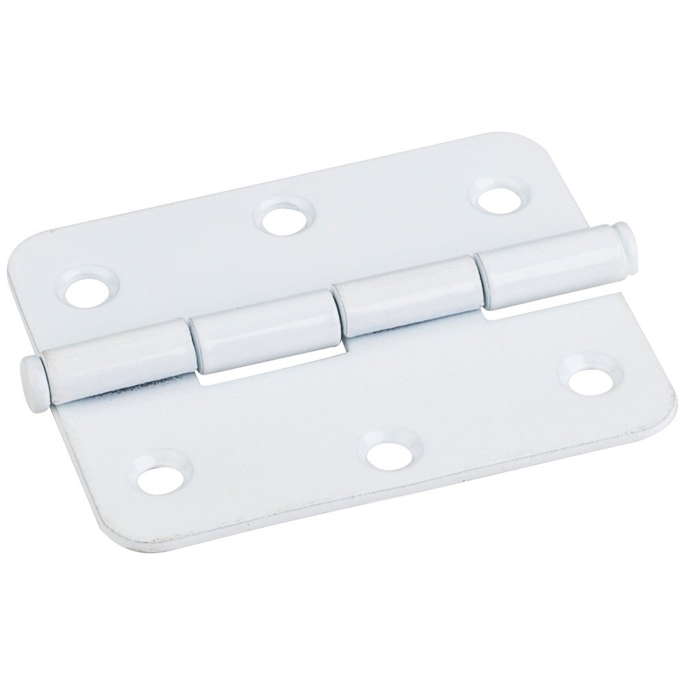 White  2-1/2" x 2" Radius Butt Hinge