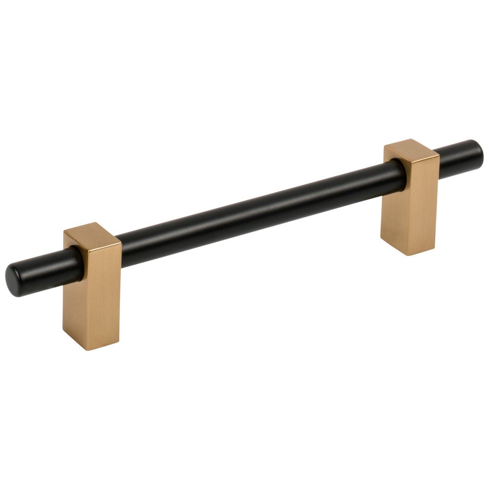 128 mm Center-to-Center Matte Black with Satin Bronze Larkin Cabinet Bar Pull
