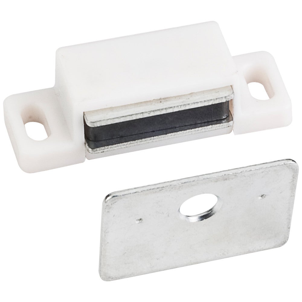 15 lb White Single Magnetic Catch with Zinc Strike