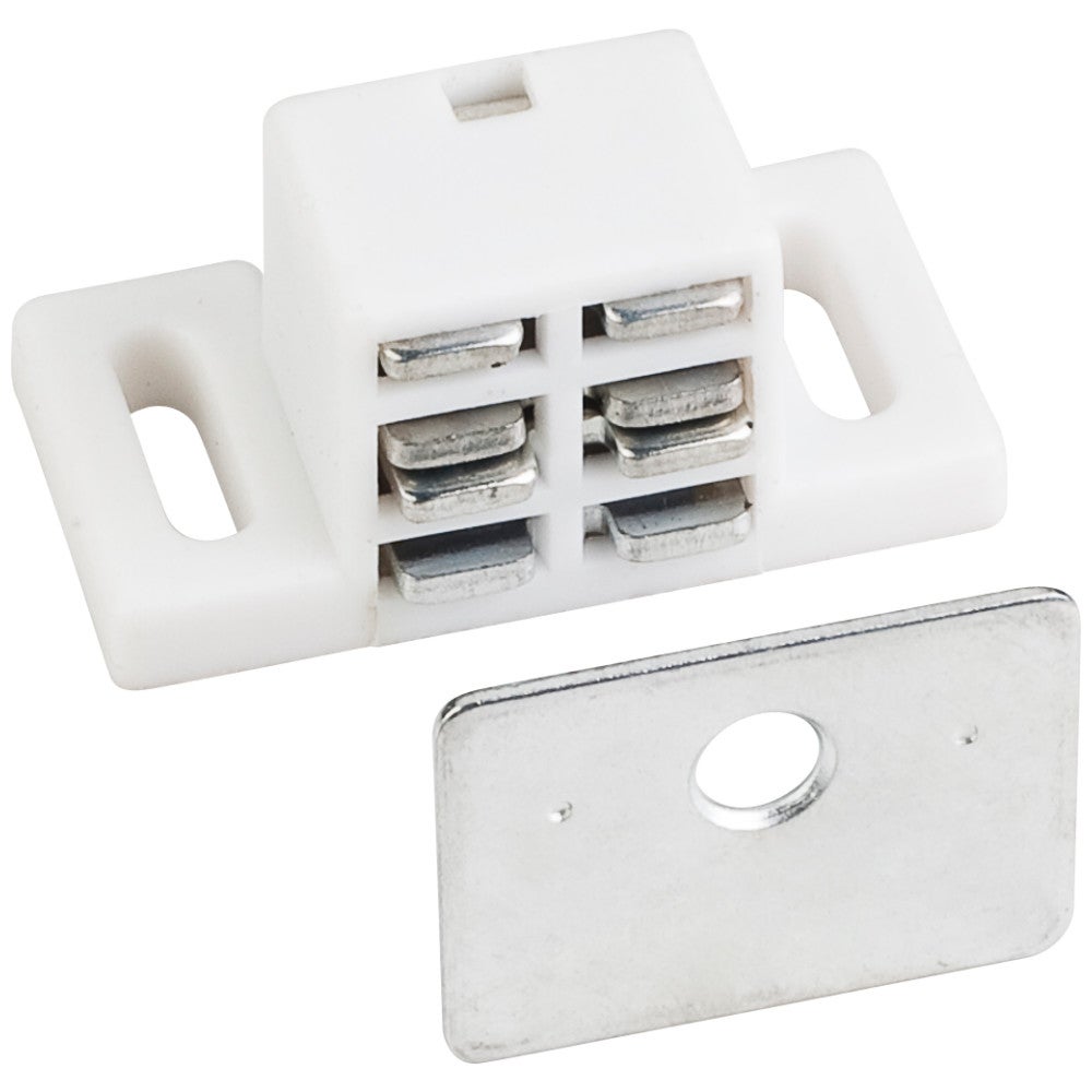 25 lb White Single Magnetic Catch with Zinc Strike