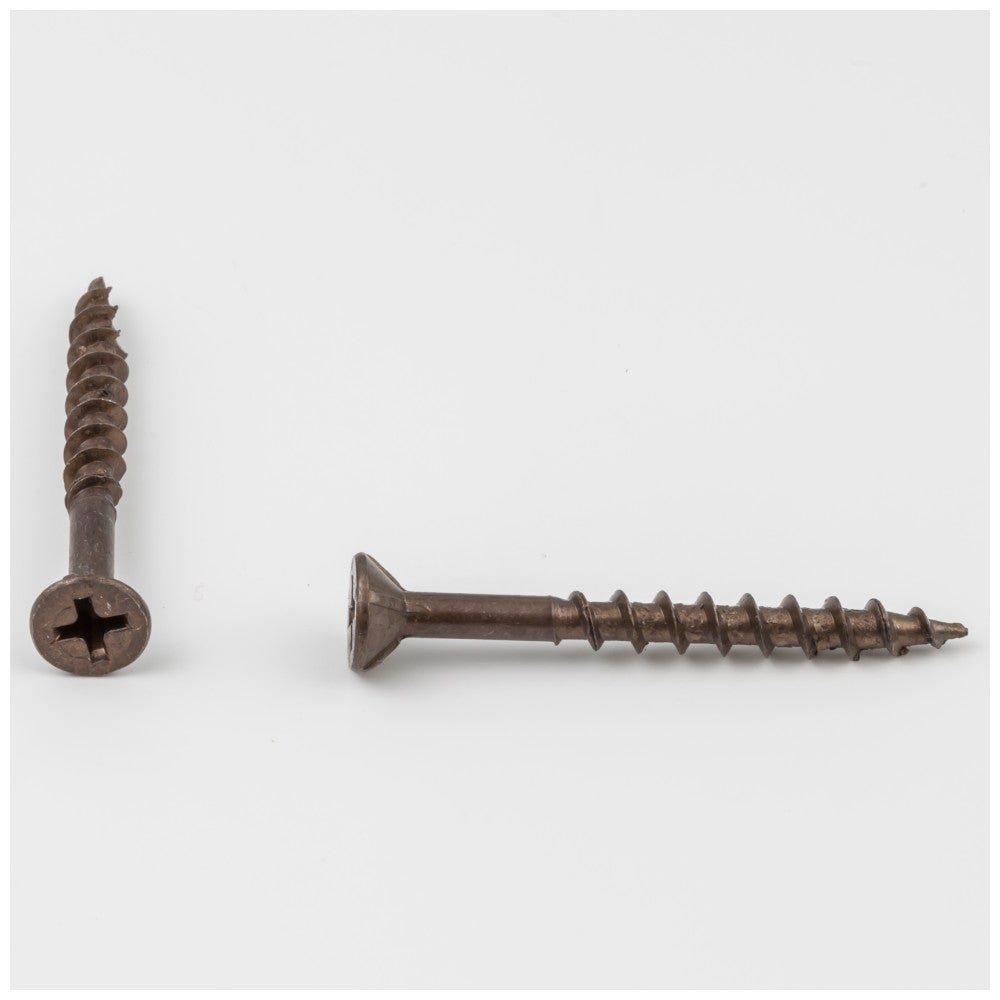 #8 x 1-5/8" Clear Brown Wax Phillips Drive Type 17 Coarse Thread Flat Head Nib Screw Sold by the Keg. Order 5 for a Keg of 5,000 Screws