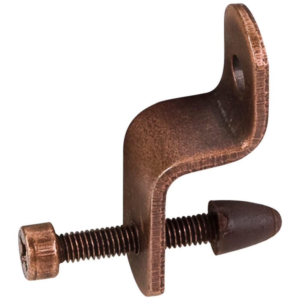 1-1/8" Height Antique Copper Glass Retainer Clip with 3/4" Adjustment Screw