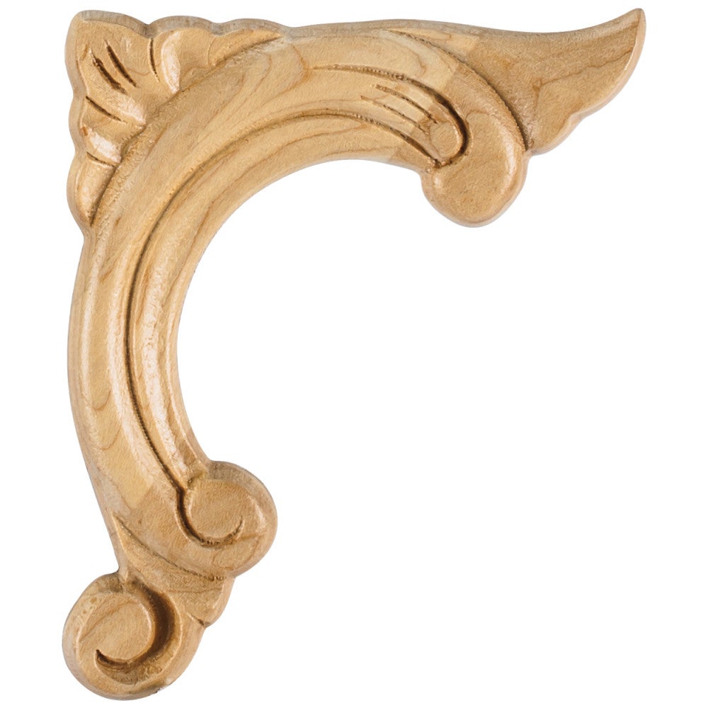 3-3/4" W x 3/8" D x 4-1/2" H Right Corner Acanthus Appliqué