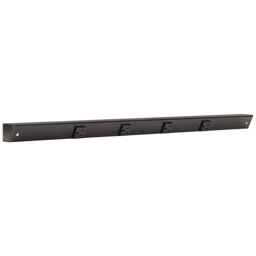 30" Slim Angle Power Strip, Black Finish, Black Receptacles