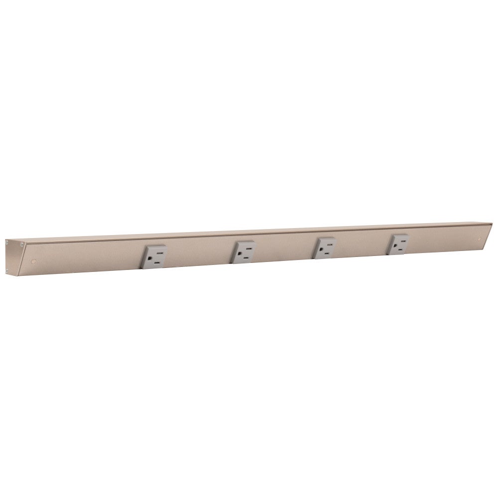 30" Slim Angle Power Strip, Satin Nickel Finish, Grey Receptacles