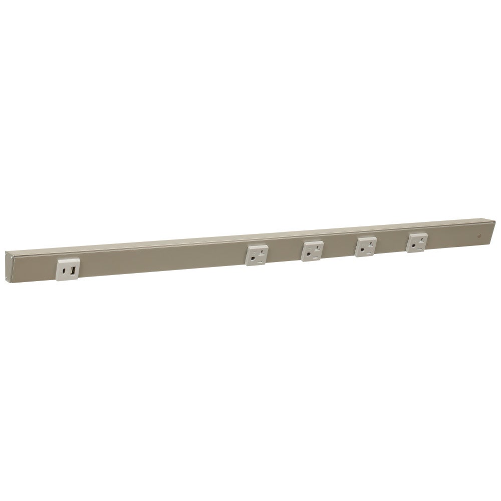 30" Slim Angle Power Strip with USB-A/C, on Left, Satin Nickel