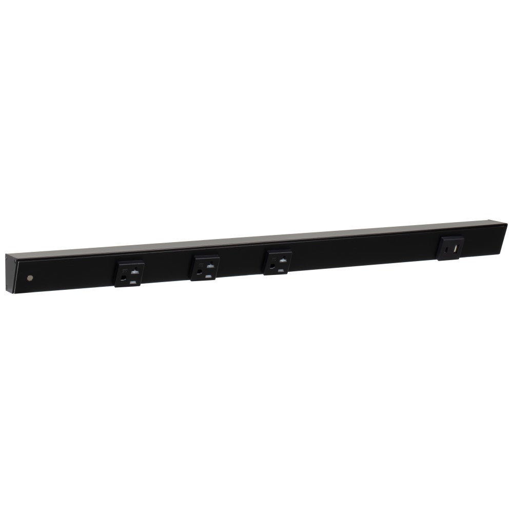24" Slim Angle Power Strip with USB-A/C on Right, Black
