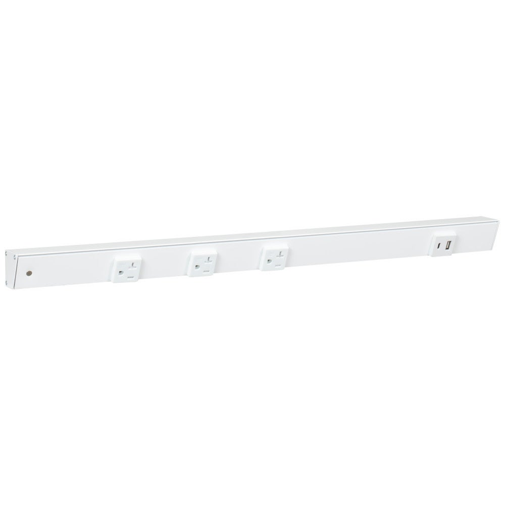24" Slim Angle Power Strip with USB-A/C, on Right, White