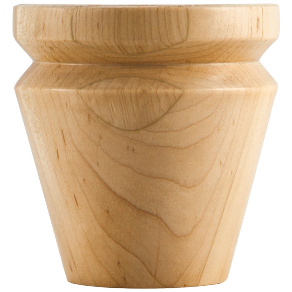 4" W x 4" D x 4" H Round Grooved Tapered Bun Foot