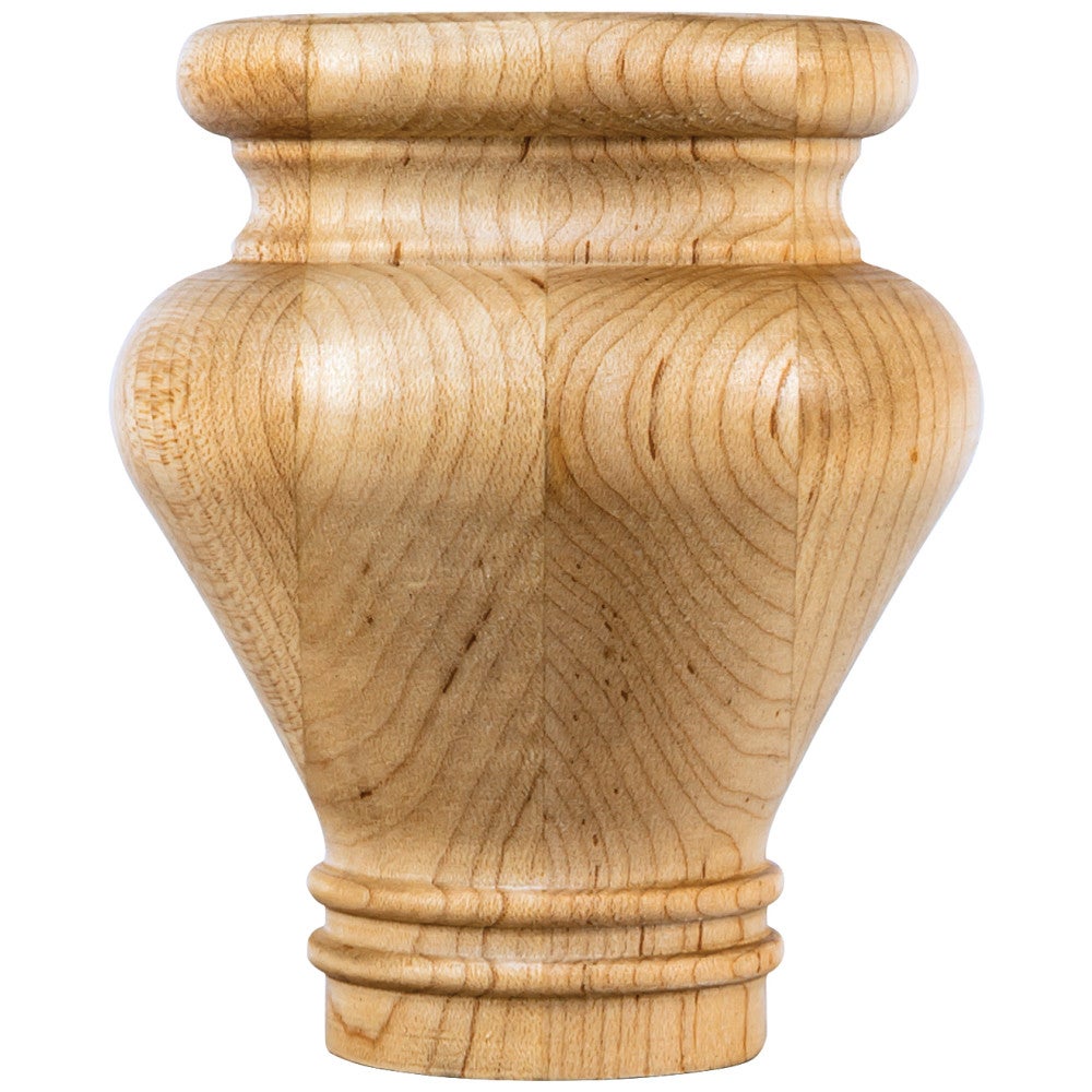 3-1/2" W x 3-1/2" D x 4" H Turned Bun Foot