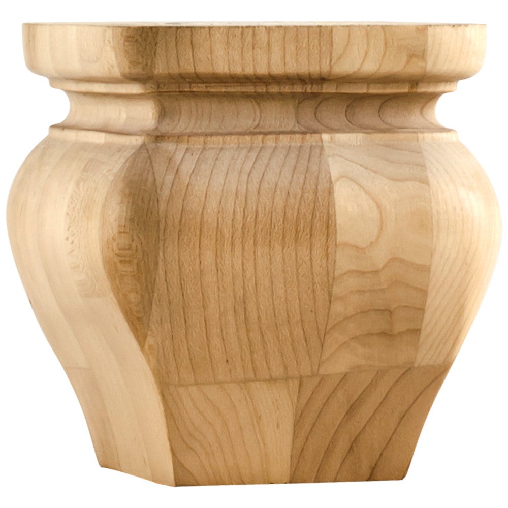 4-1/4" W x 4-1/4" D x 4-1/4" H Square Turned Bun Foot