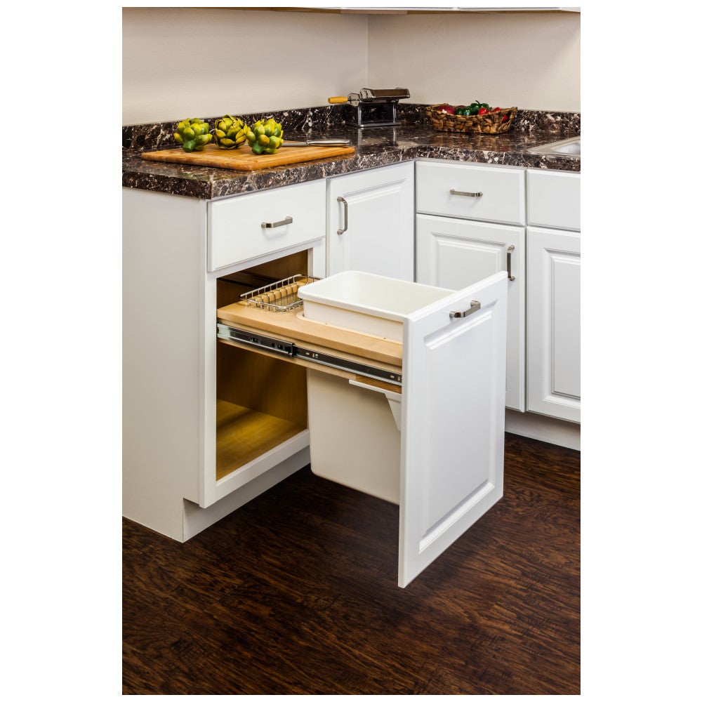 Single Grey 35 Quart Top-Mount Trashcan Pullout for 15" Opening