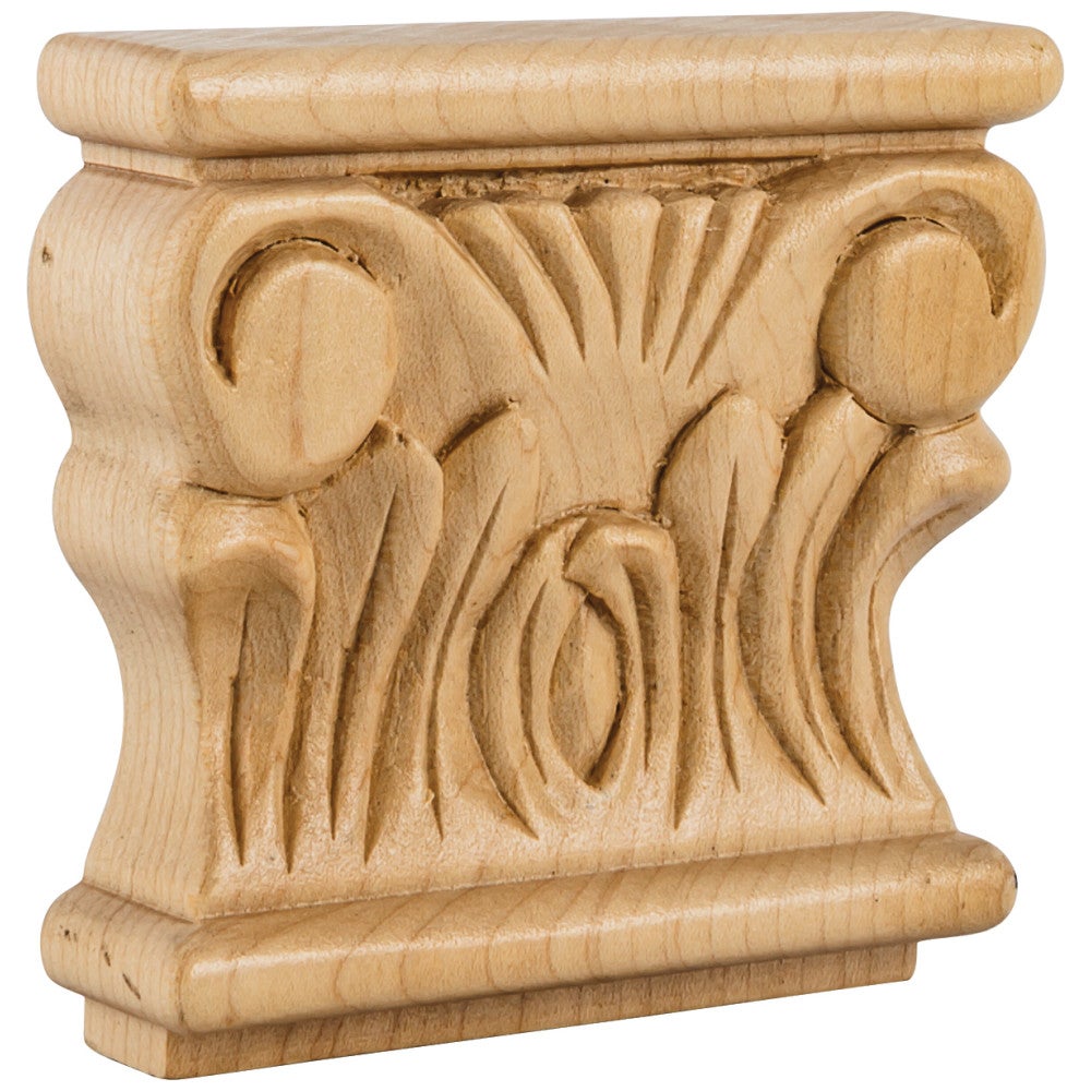 3-7/8" W x 1" D x 3-1/2" H Cherry Acanthus Capital