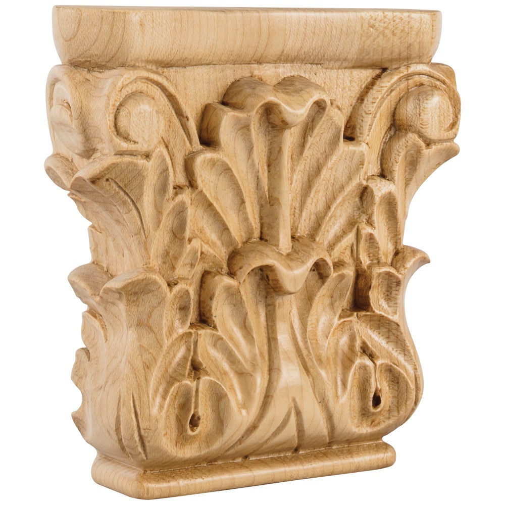 4-3/4" W x 1-1/4" D x 4-3/4" H Oak Acanthus Capital