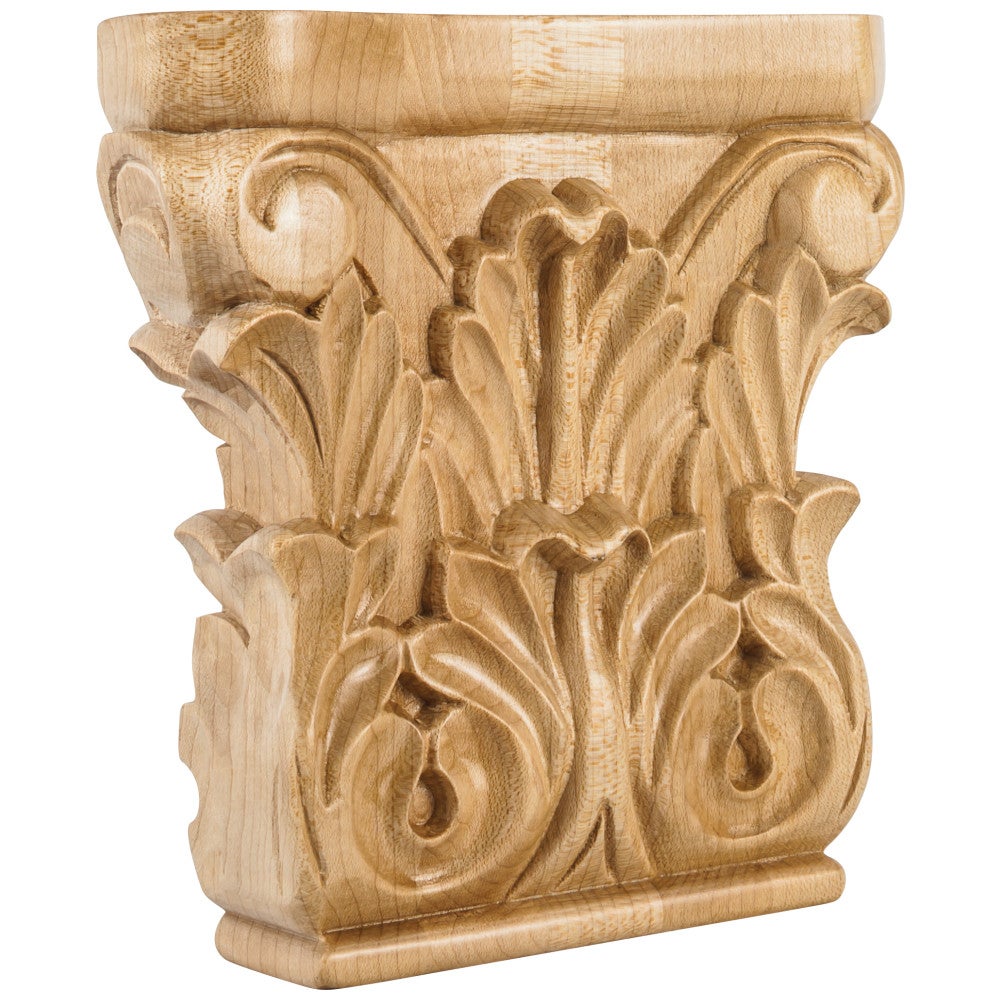 6" W x 1-1/4" D x 6" H Alder Acanthus Capital