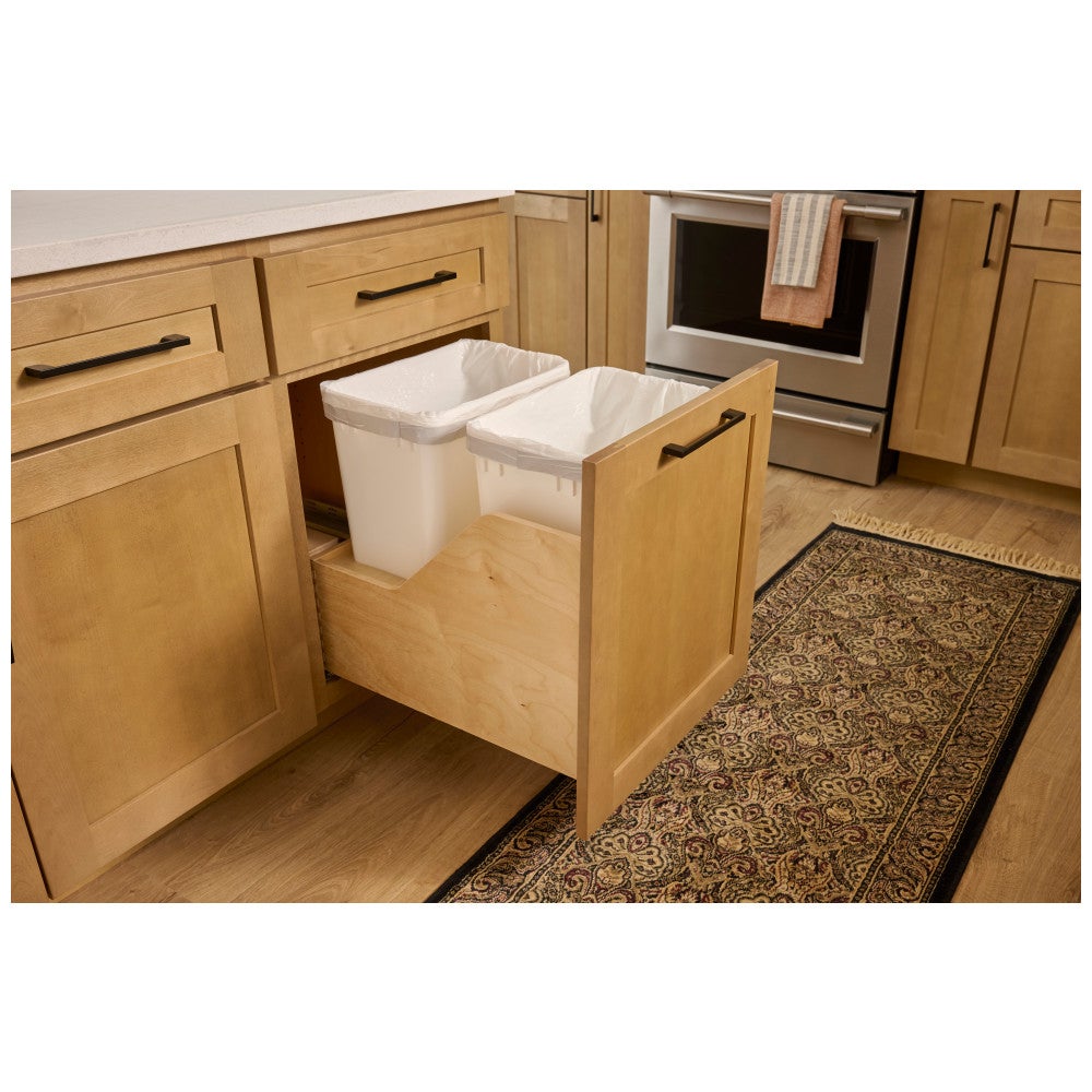 Wood Bottom-Mount Soft-close Trashcan Pullout for Door-Mounting