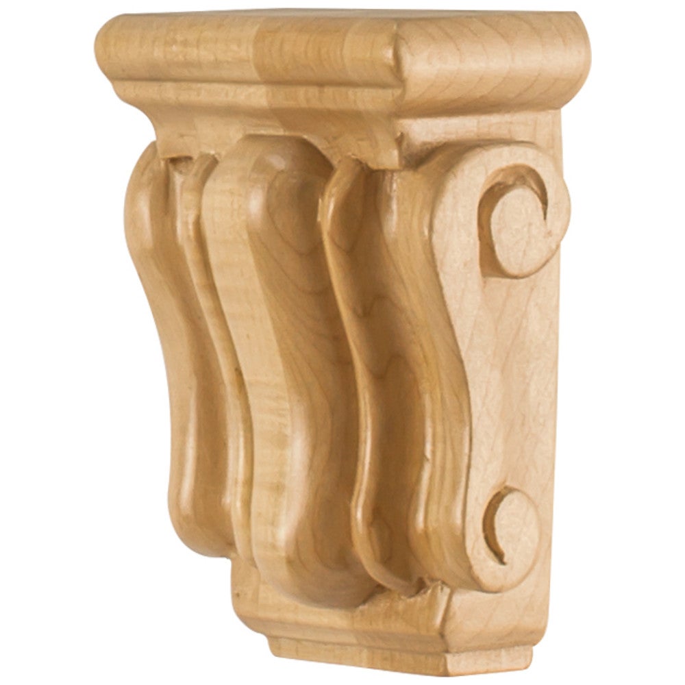 3" W x 1-1/2" D x 4-1/4" H Mini Scrolled Corbel