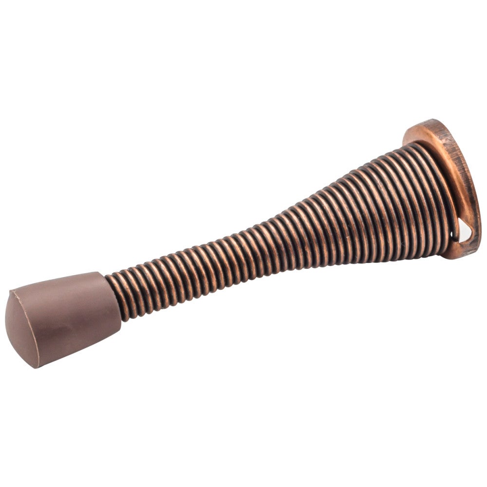 3" Spring Door Stop with Rubber Tip - Dark Brushed Antique Copper
