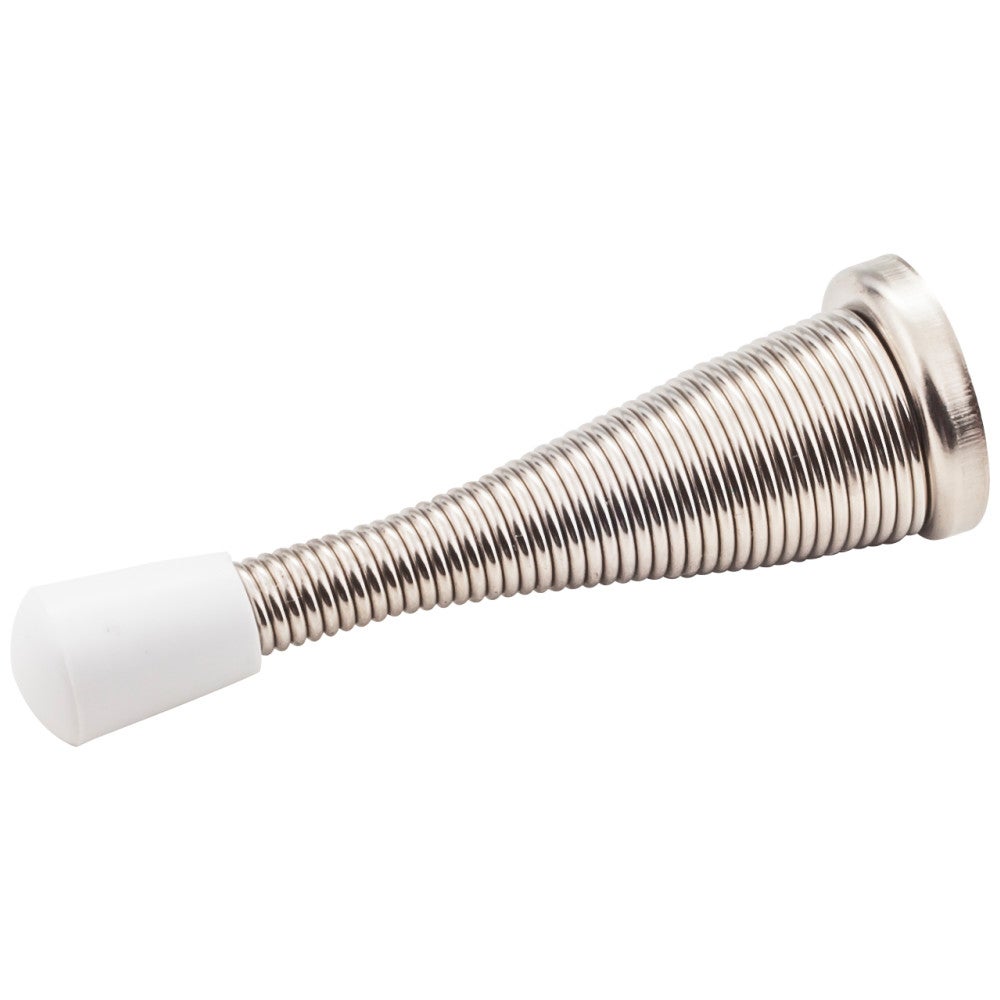 3" Spring Door Stop with Rubber Tip - Nickel
