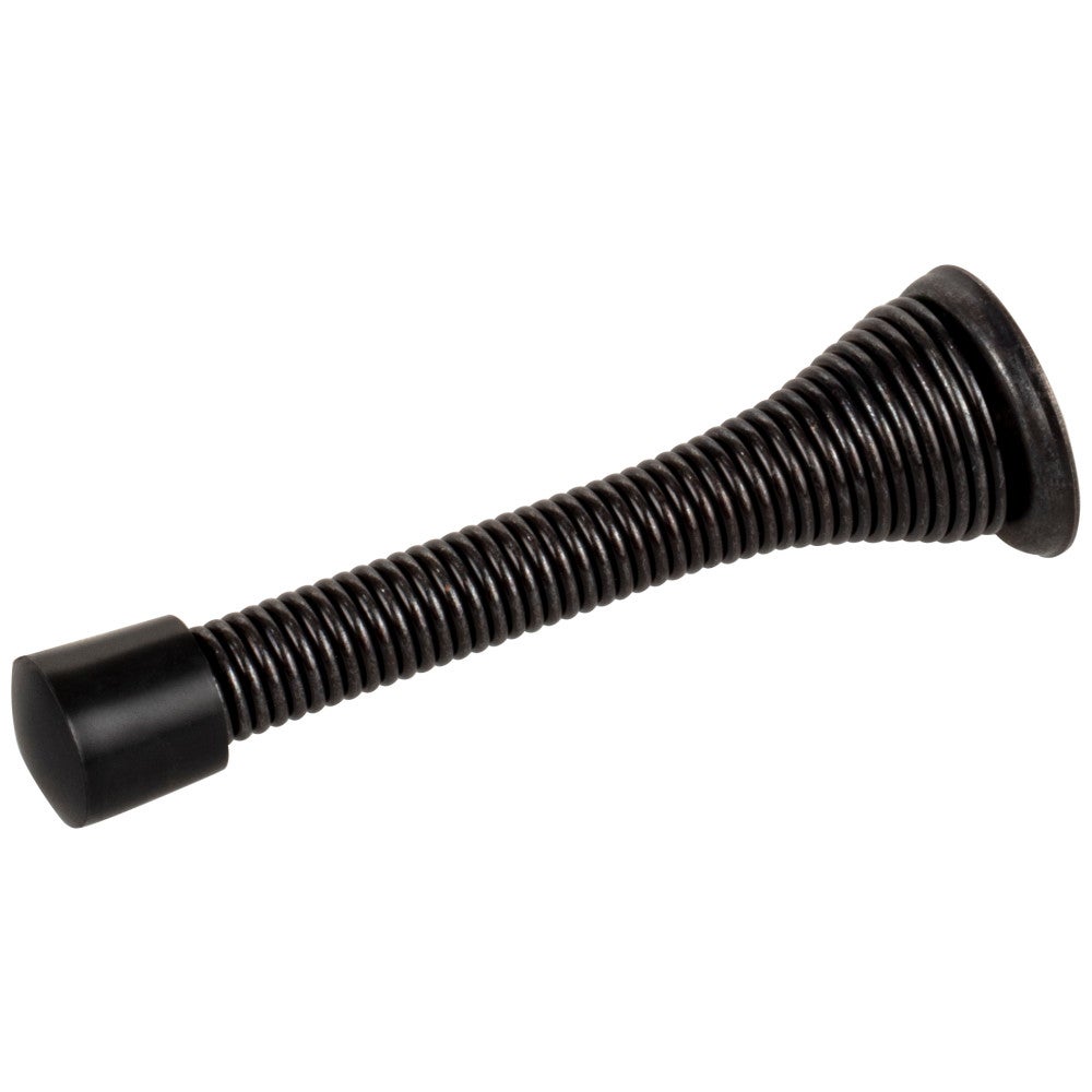3" Spring Door Stop with Rubber Tip - Matte Black
