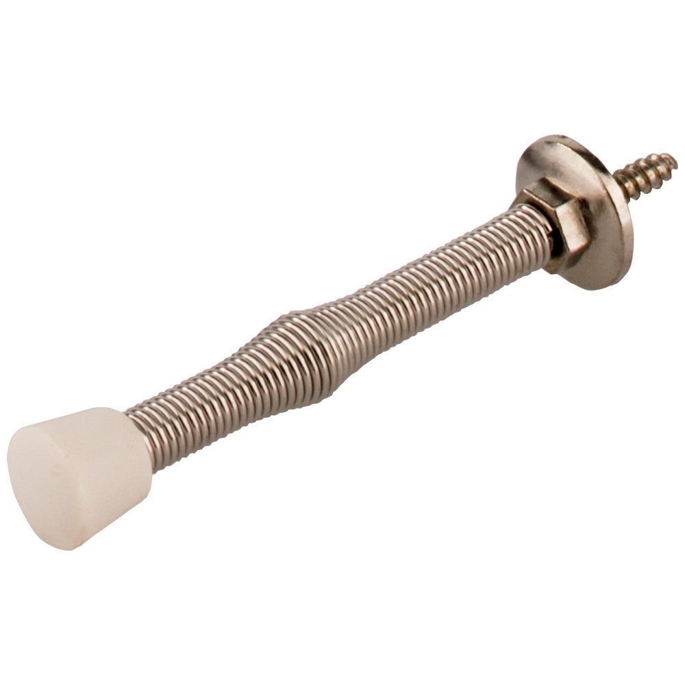 3" Nickel Spring Door Stop with Rubber Tip