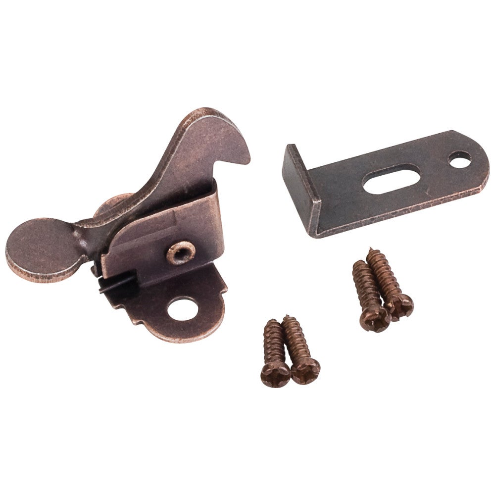 Dark Brushed Antique Copper Elbow Catch Polybagged with Screws
