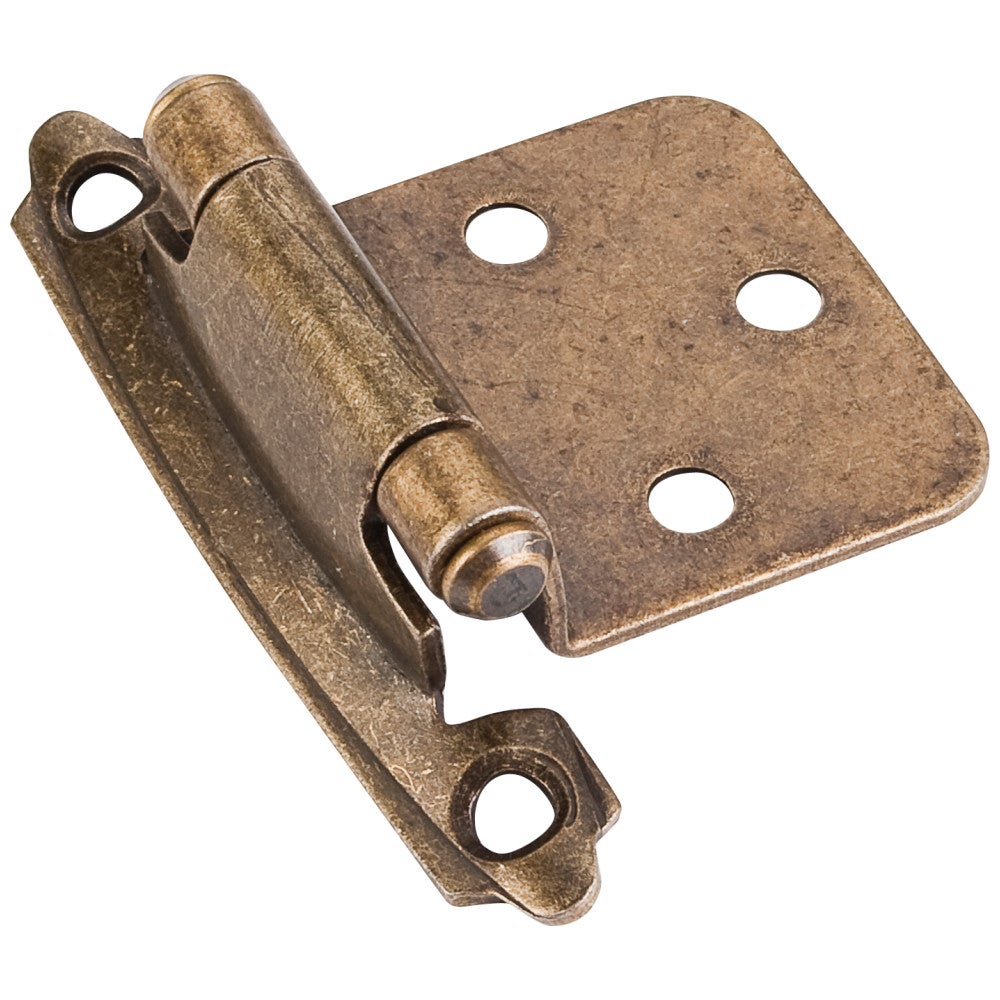 Decorative Self-closing Overlay Hinge, Face Frame Mount - Burnished Brass