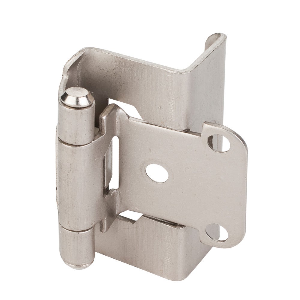 1/2" Overlay, 3/4" Frame Full Wrap Self Closing Hinge Without Screws - Satin Nickel