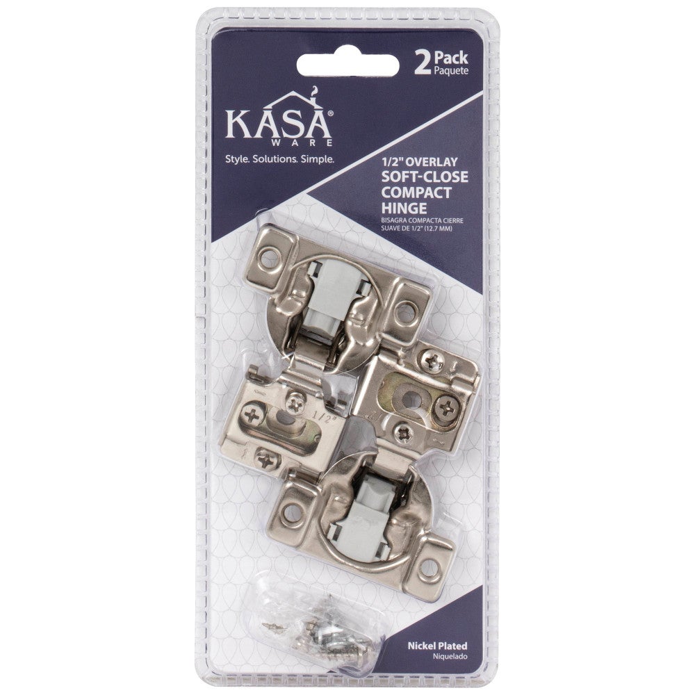 2 pack of 1/2" Overlay Soft-close Compact Hinges