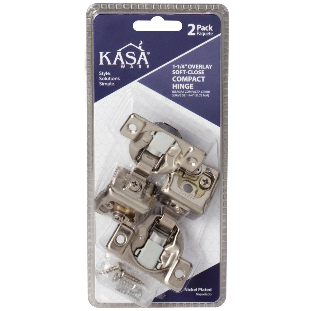 2 pack of 1-1/4" Overlay Soft-close Compact Hinges