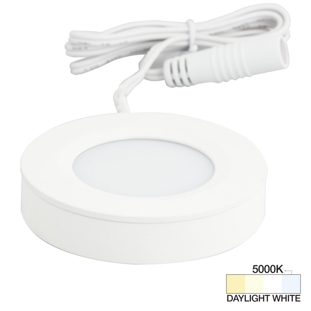 180 Lumens/Fixture 12-volt Standard Output Pearl Series Puck Light, Single-White, White,  Daylight White 5000K