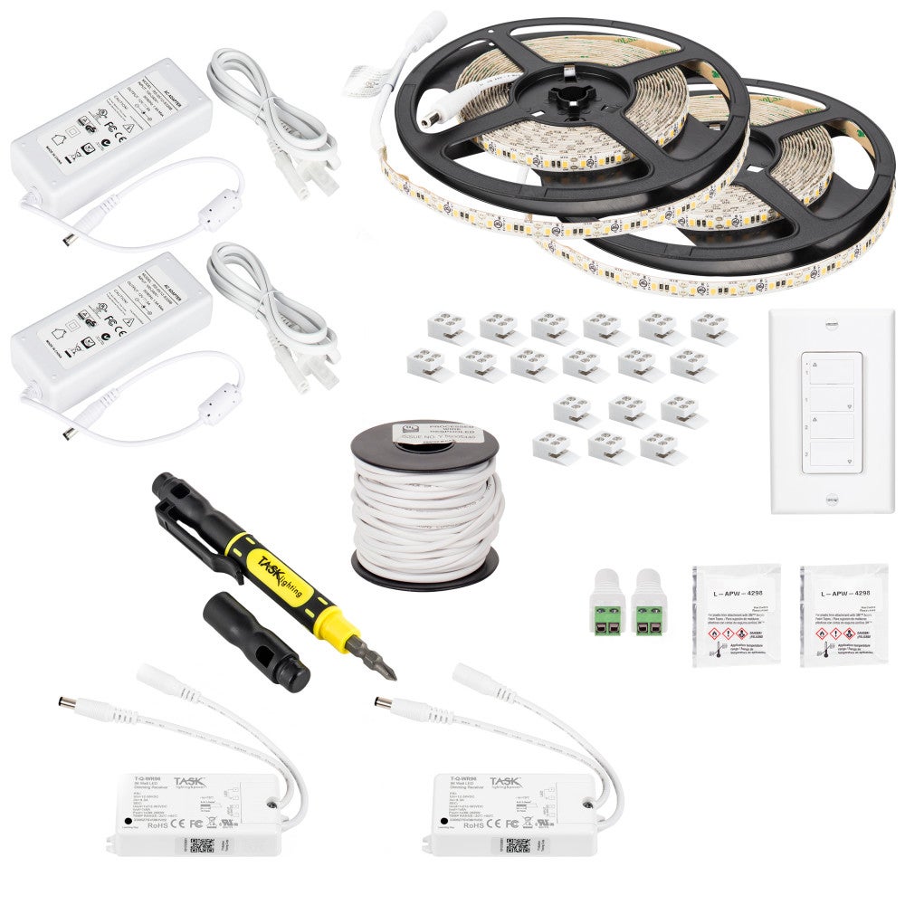 32 Ft.. 225 Lumens/Ft. 12-volt Standard Output Duo Wireless Controller Tape Light Kit, 2 Zone 2 Area, Single-White