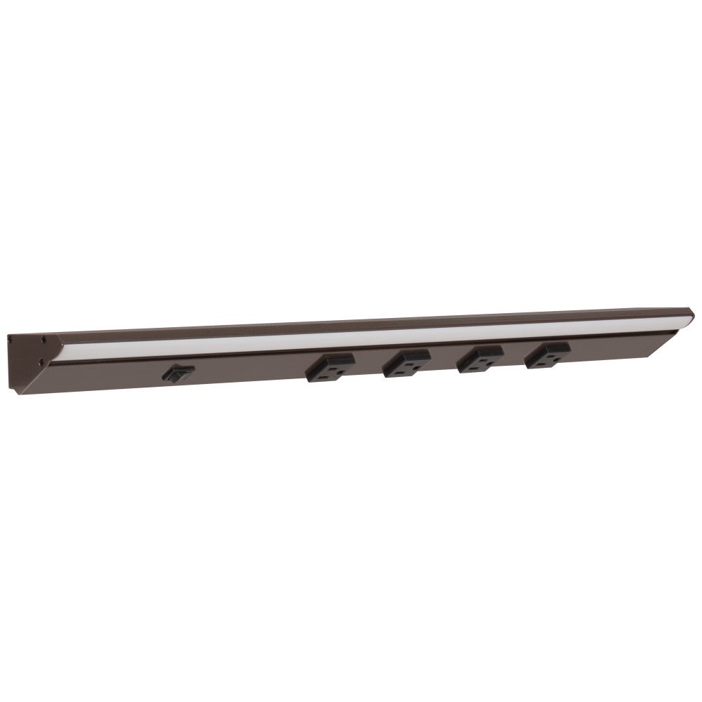 24-1/2" DV Series Lighted Power Strip, 400 Lm/Ft High Output, Bronze finish, Black receptacles, Warm White 2700K