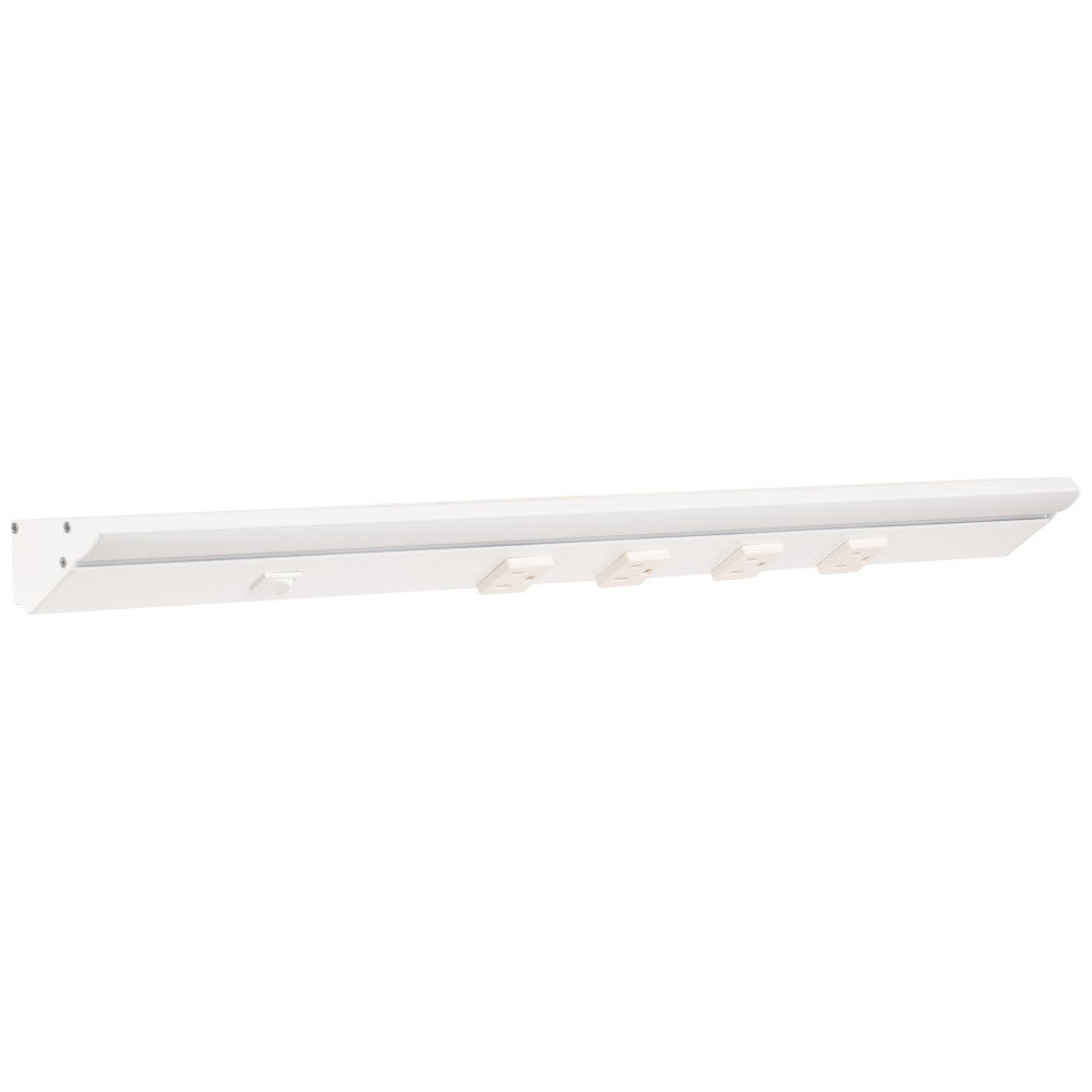 24-1/2" DV Series Lighted Power Strip, 400 Lm/Ft High Output, White finish, White receptacles, Warm White 2700K