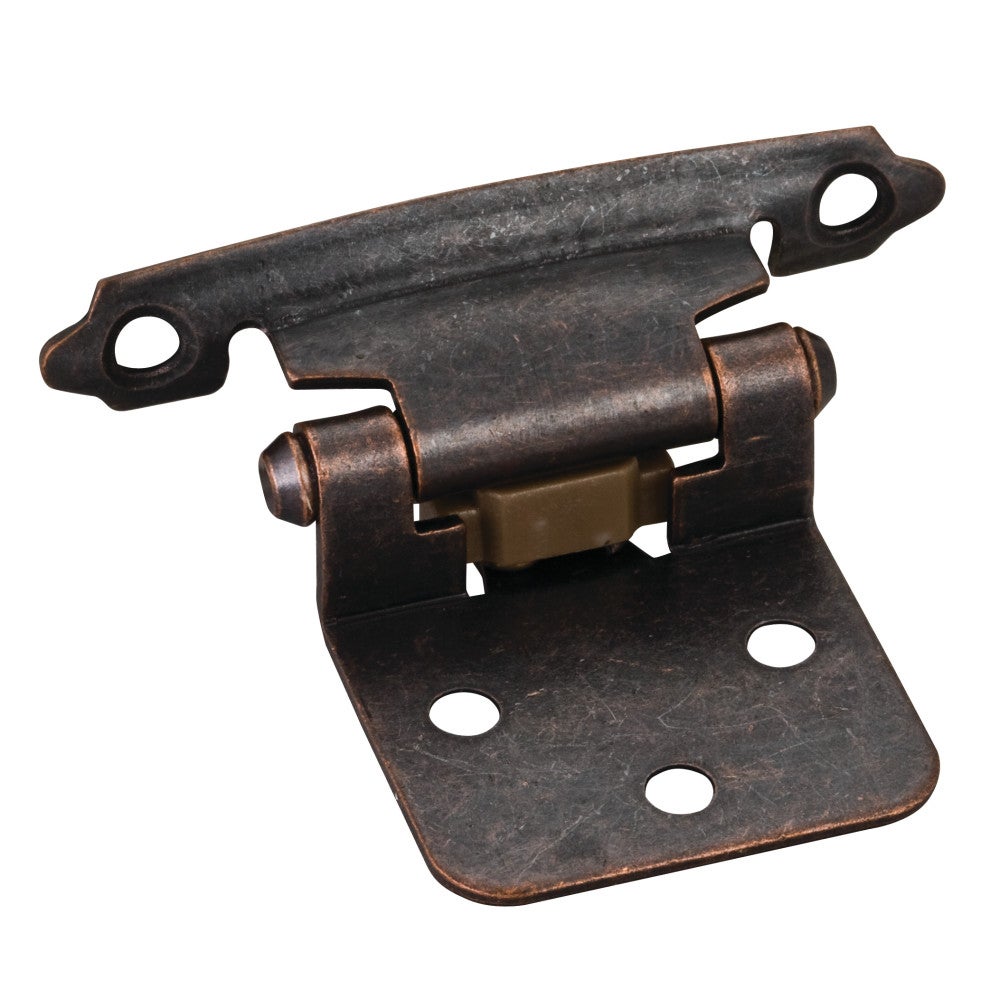 Traditional 1/2" Overlay Hinge with Screws - Dark Brushed Antique Copper