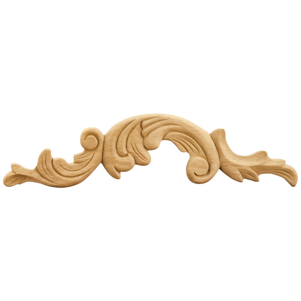 12-1/4" W x 5/16" D x 3" H Right Pressed Rubberwood Acanthus Appliqué