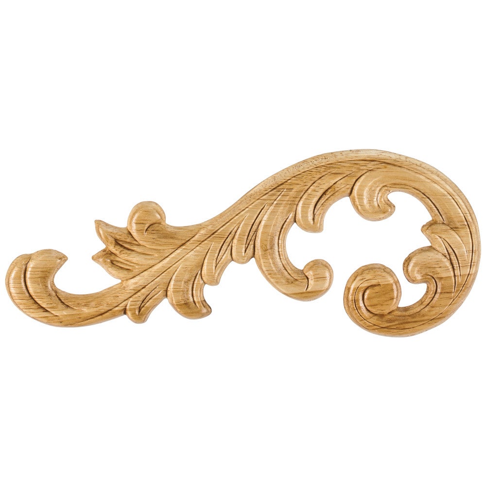 10-5/8" W x 5/16" D x 4-3/8" H Left Pressed Rubberwood Acanthus Appliqué