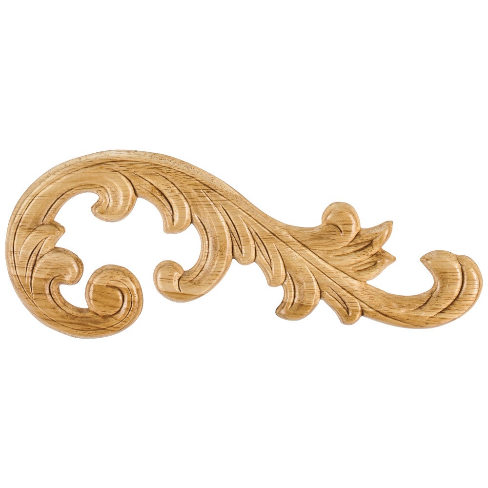 10-5/8" W x 5/16" D x 4-3/8" H Right Pressed Rubberwood Acanthus Appliqué
