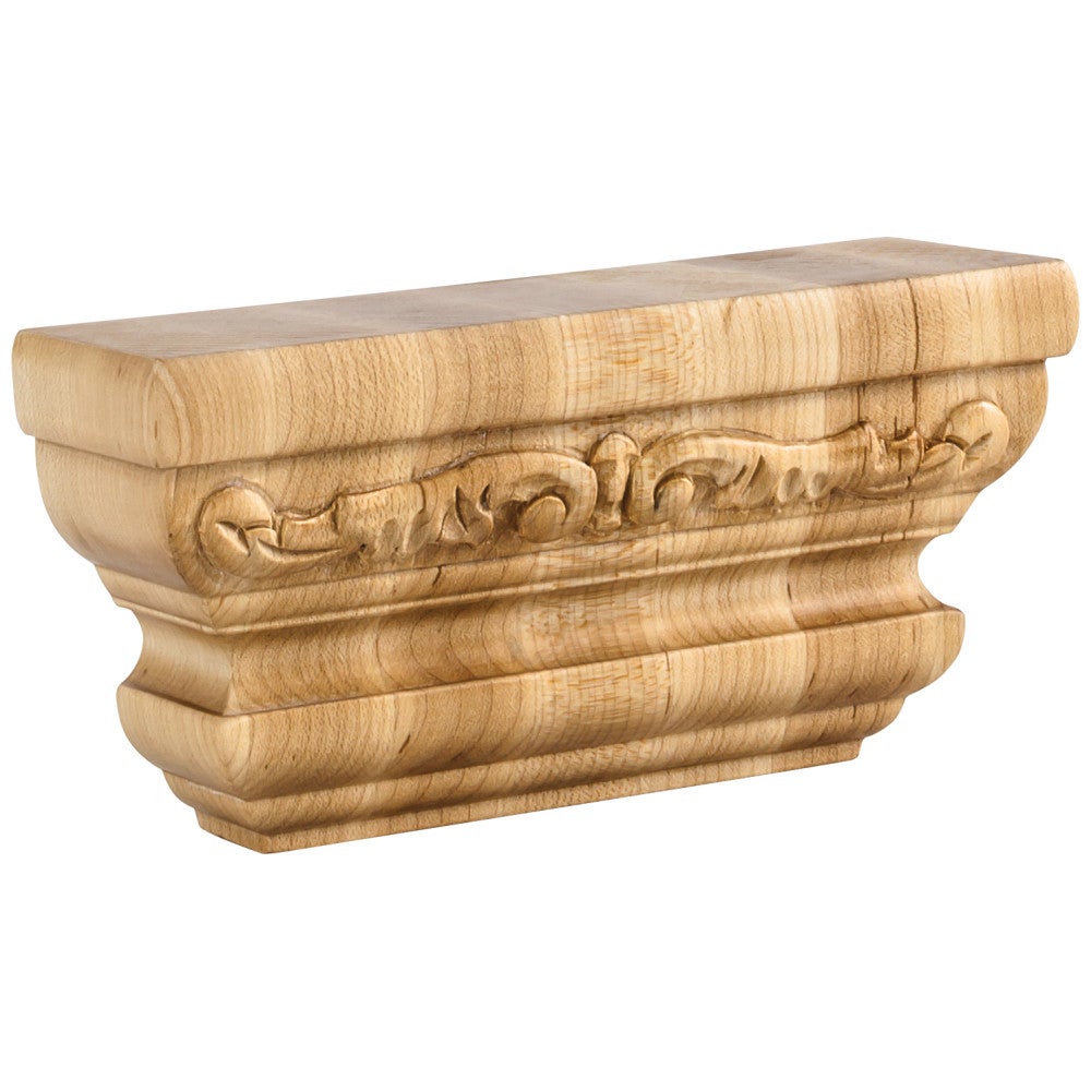 6" W x 2" D x 3" H Rubberwood Acanthus Pilaster Capital