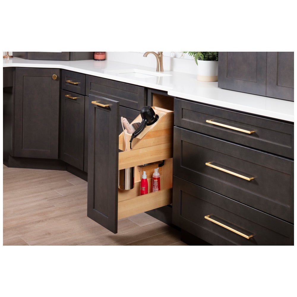 "No Wiggle" Powered Vanity Pullout for Full Height Base Cabinet