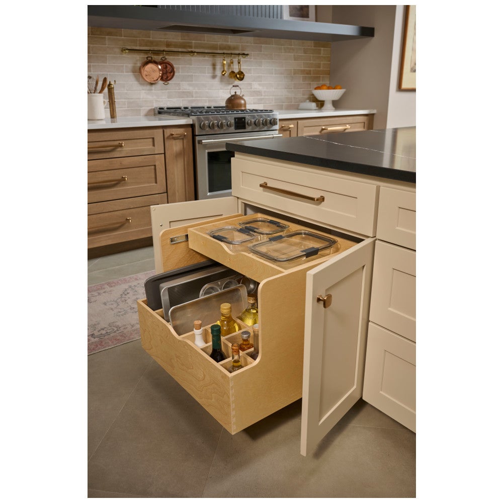 27" Wood Double Drawer Bottle Rollout