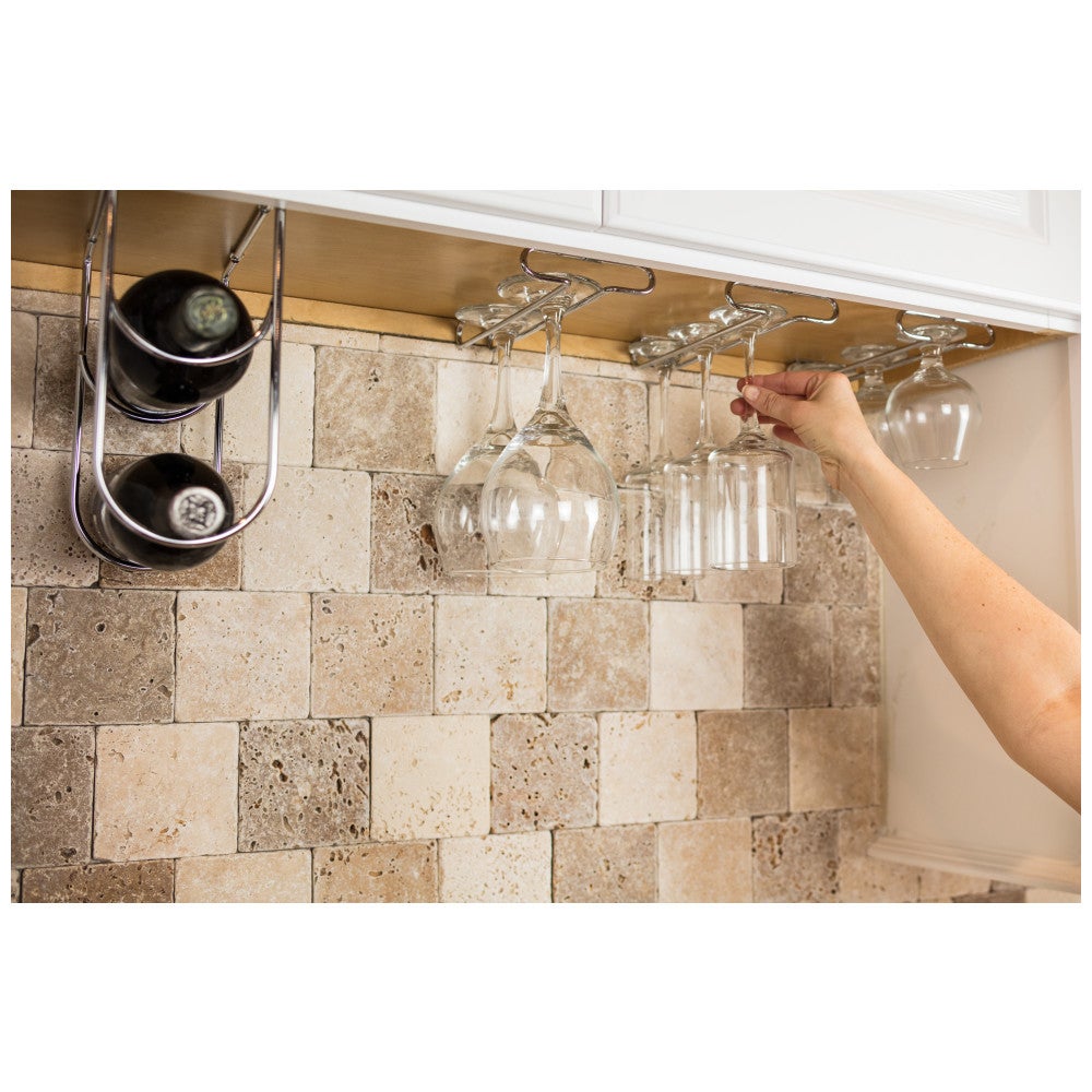 Satin Nickel Under Cabinet Stemware Rack
