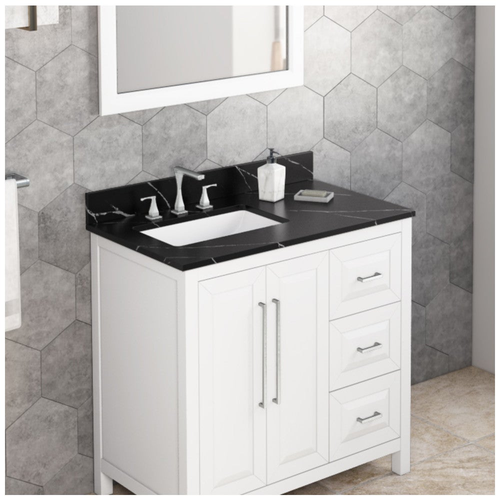 37" Left Offset Vanity Top & Bowl - Sink bowl included with top