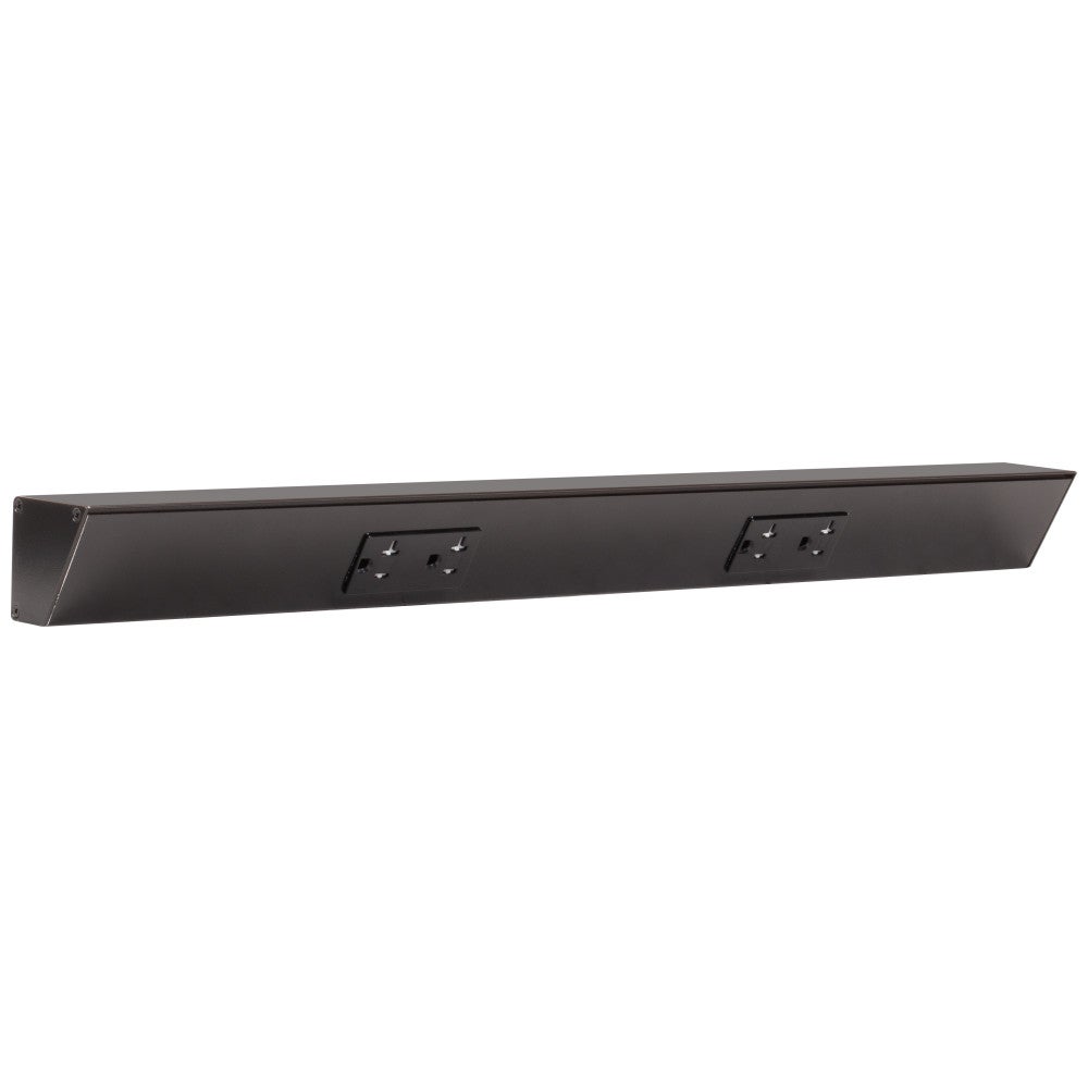 24" Duplex Receptacle Angle Power Strip, Black Finish, Black Receptacles